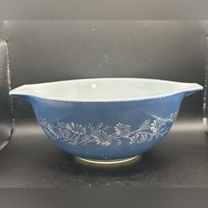 Pyrex Colonial Mist 442 Vintage Blue & White Cinderella Mixing Bowl, Fruit Bowl